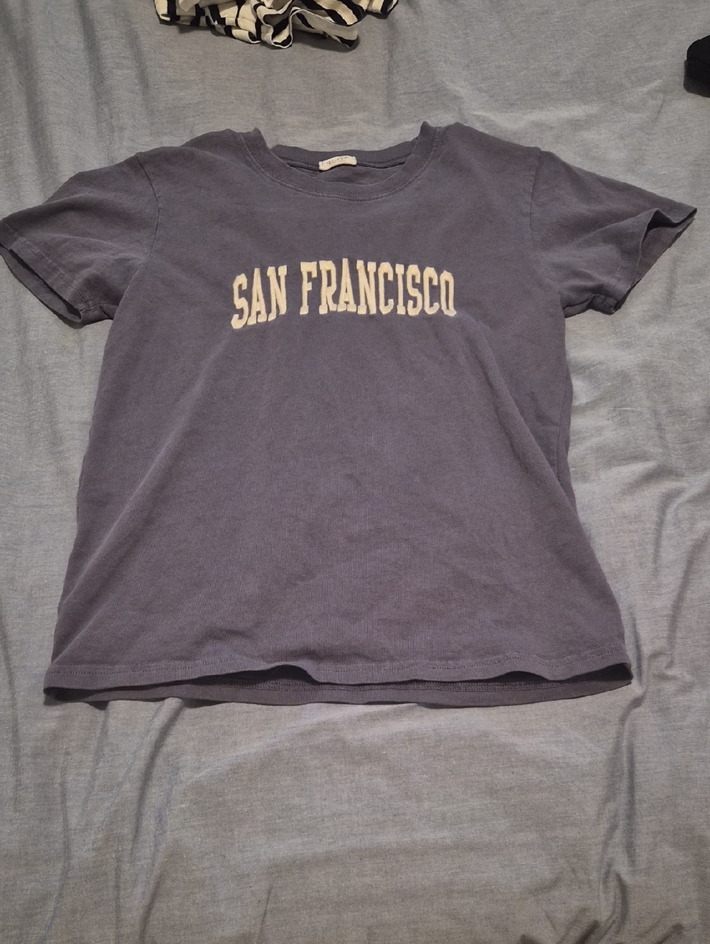 Brandy Melville San Francisco Tee - Dusty Blue with Cream Text
